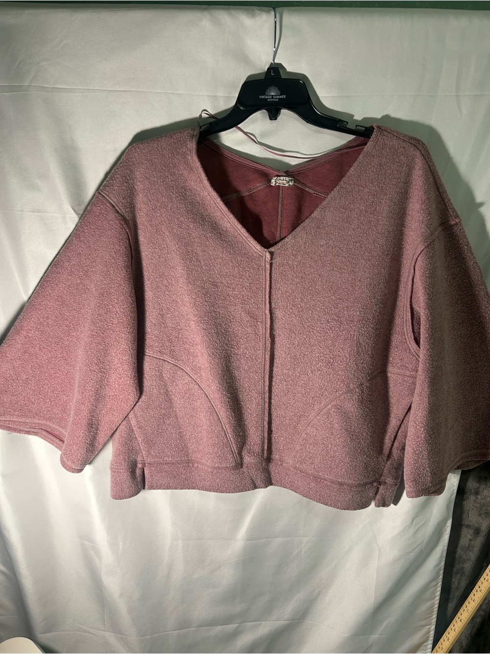 Free People Blush Mauve V-Neck Textured Sweater